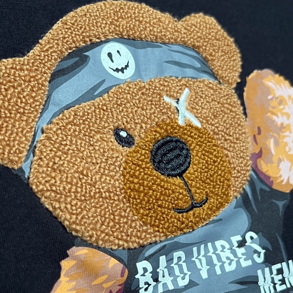 NWT Members Only Black Embroidered Bad Vibes Short Sleeves Casual T Shirt - Picture 4 of 11